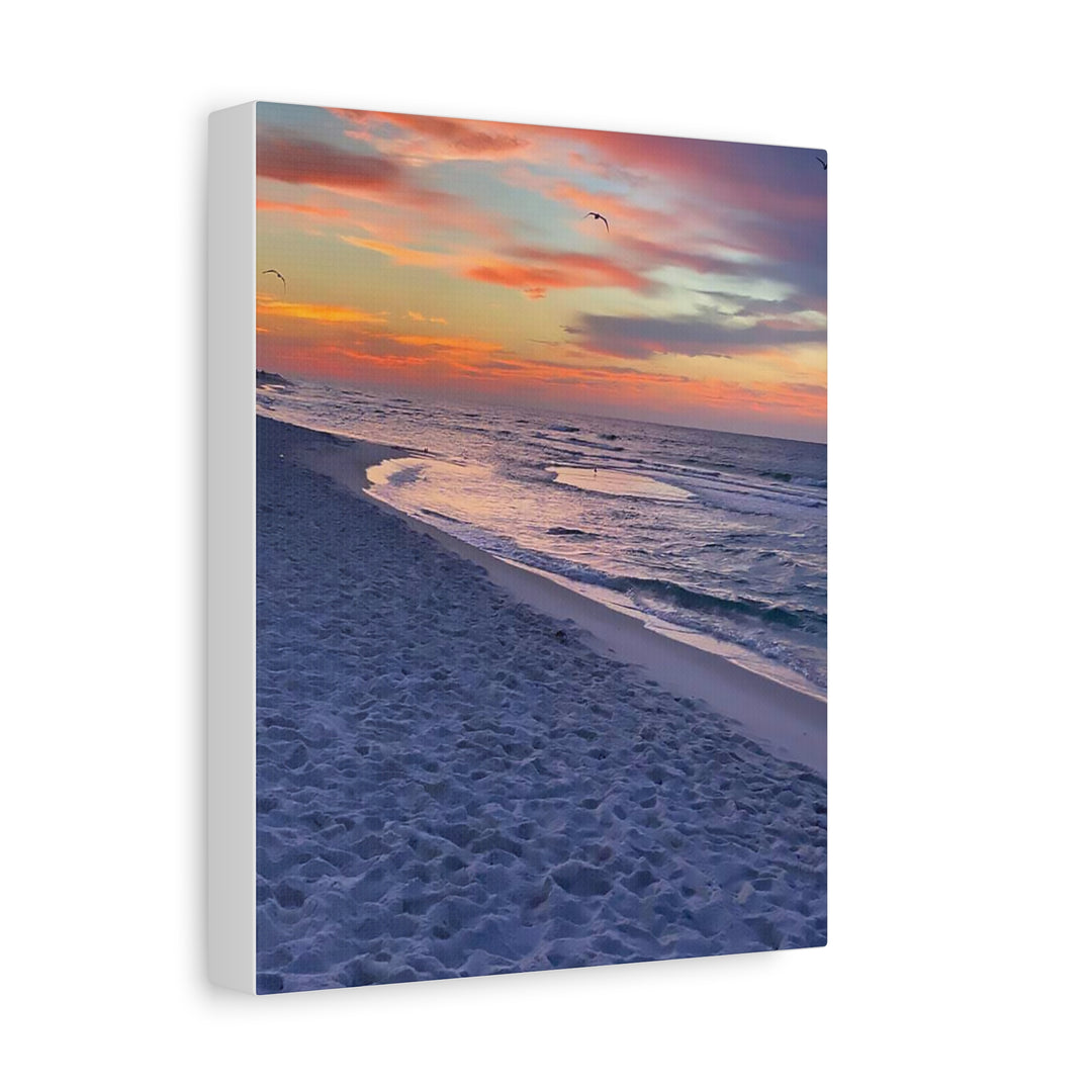 Sunset Beach Matte Stretched Canvas Print