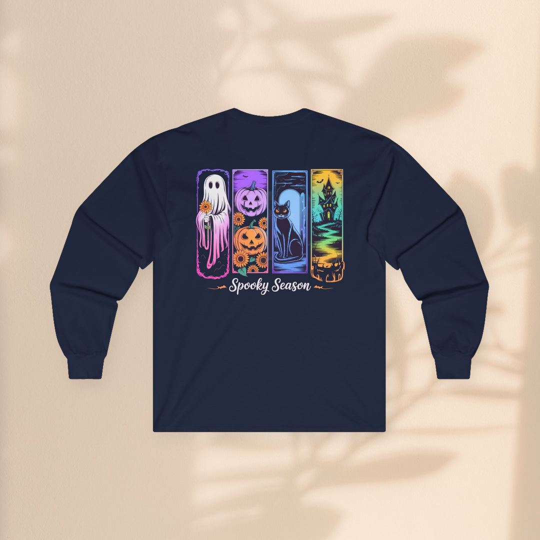 Spooky Season Long Sleeve Tee, Halloween Apparel, Ghost T-Shirt