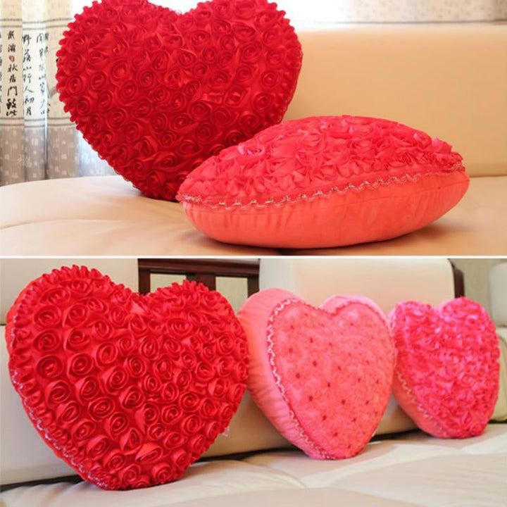 Rose Love Heart-Shaped Plush Pillow