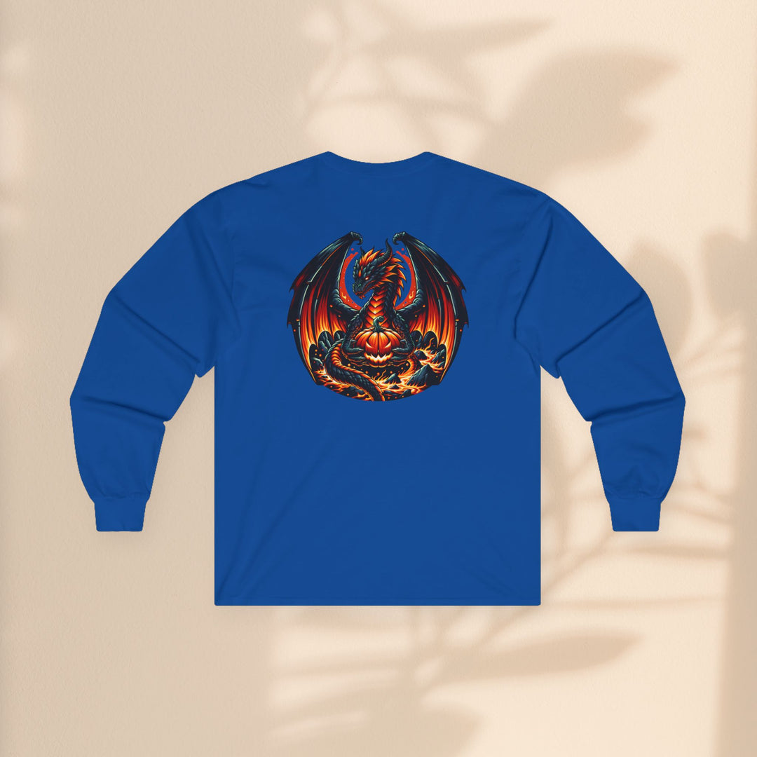 Dragon Emblem Unisex Long Sleeve Tee – Casual Fantasy Graphic Shirt for Halloween & Geek Culture