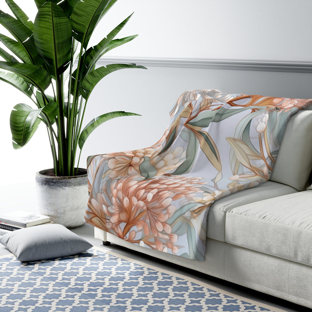 Serenity Floral Sherpa Fleece Blanket – Cozy Soft Throw for Home, Travel & Gifts
