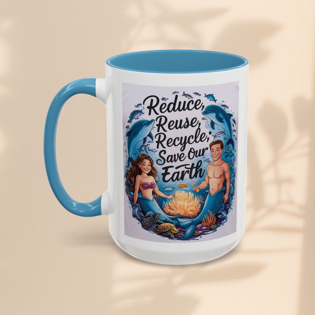 Accent Coffee Mug (11, 15oz) - Reduce, Reuse, Recycle