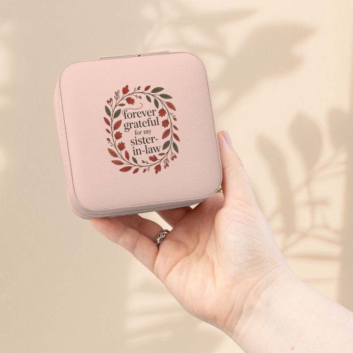 Sister-in-Law Jewelry Travel Case — "Forever Grateful" Compact Organizer
