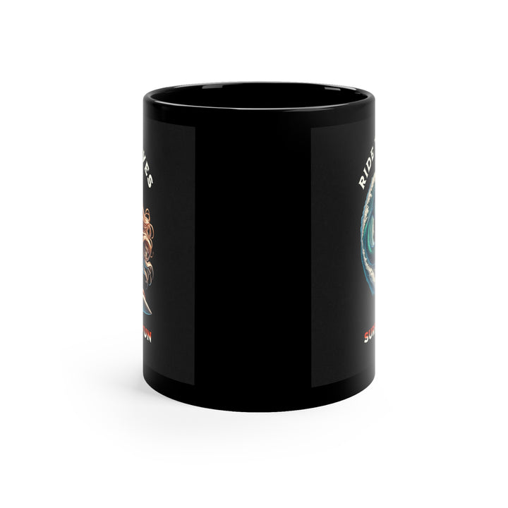 Black Coffee Mug, 11oz - Ride The Waves