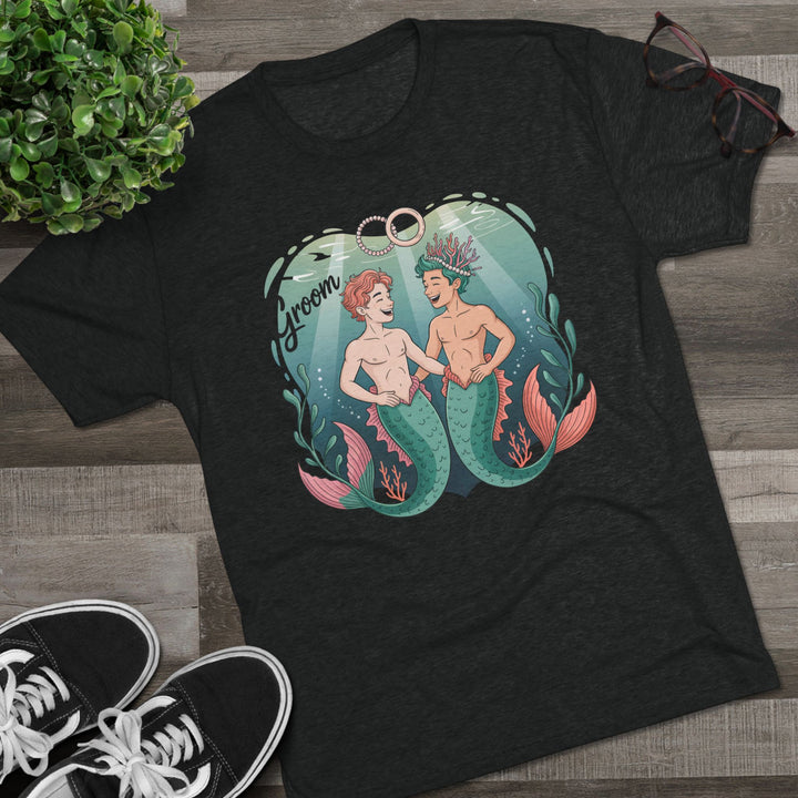 Merman Groom Tee, LGBTQ+ Pride Apparel, Wedding Gift, Unique Couple Shirt
