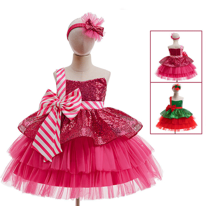 Girls’ Christmas Holiday Outfit with Matching Headwear