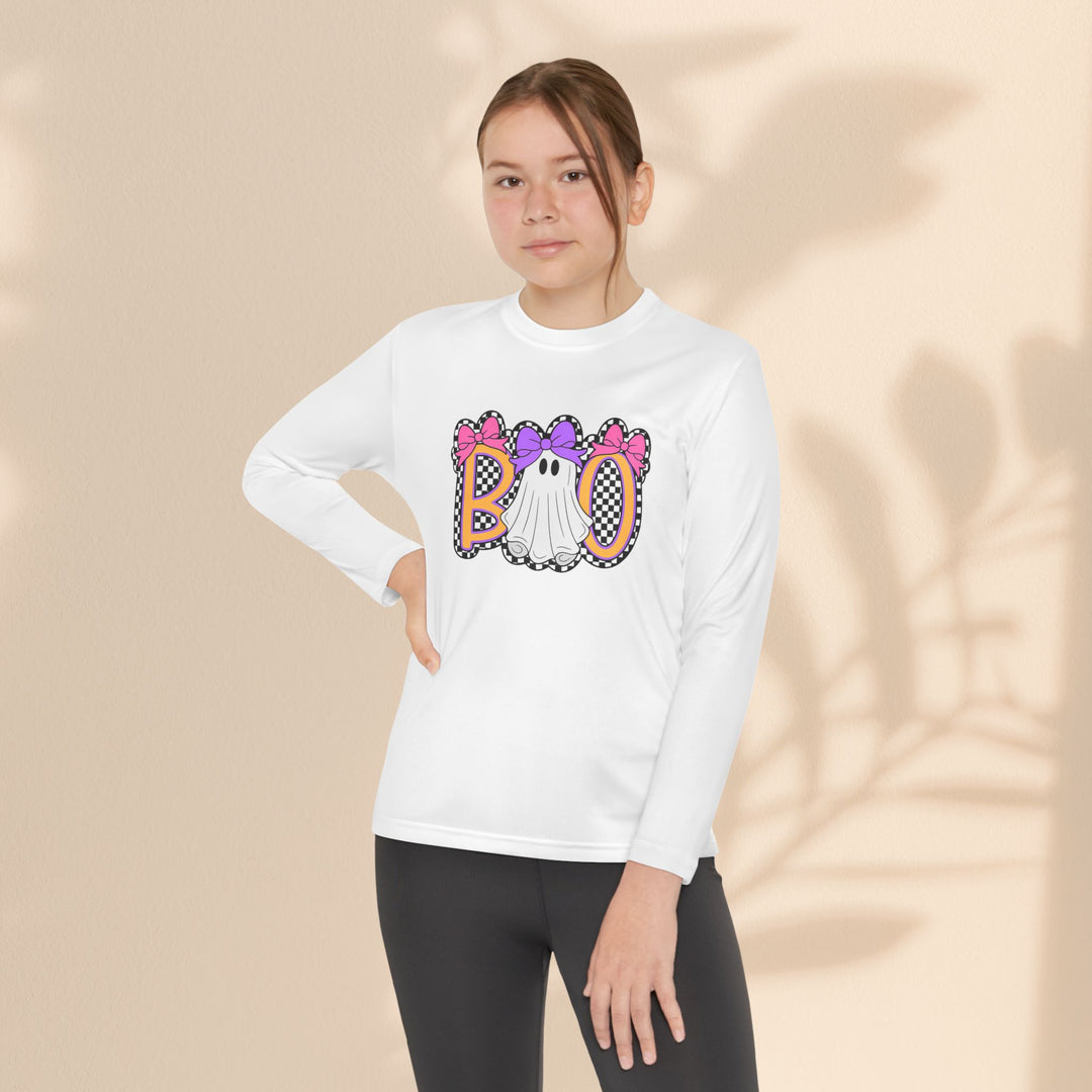 Youth Ghost Boo Tee – Kids Halloween Long Sleeve Shirt for Trick-or-Treating & Fall Parties