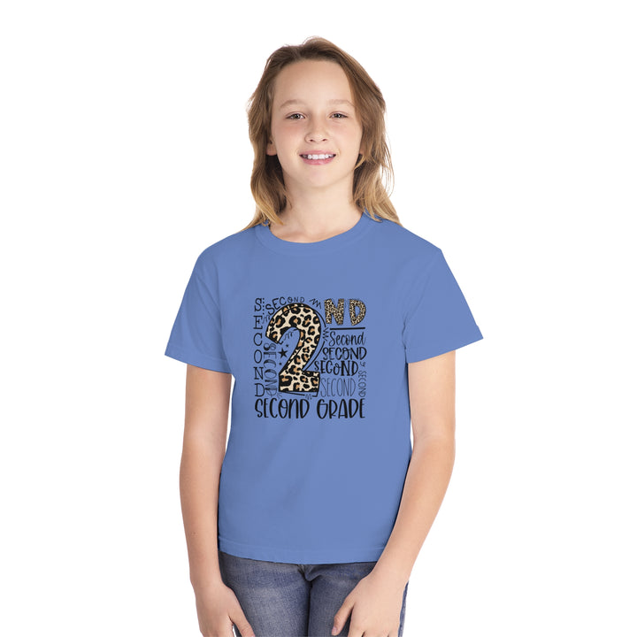 Fun Second Grade Leopard Print Youth Tee, Kids Birthday Shirt, Back to School Apparel, Birthday Gift, Animal Print T-Shirt