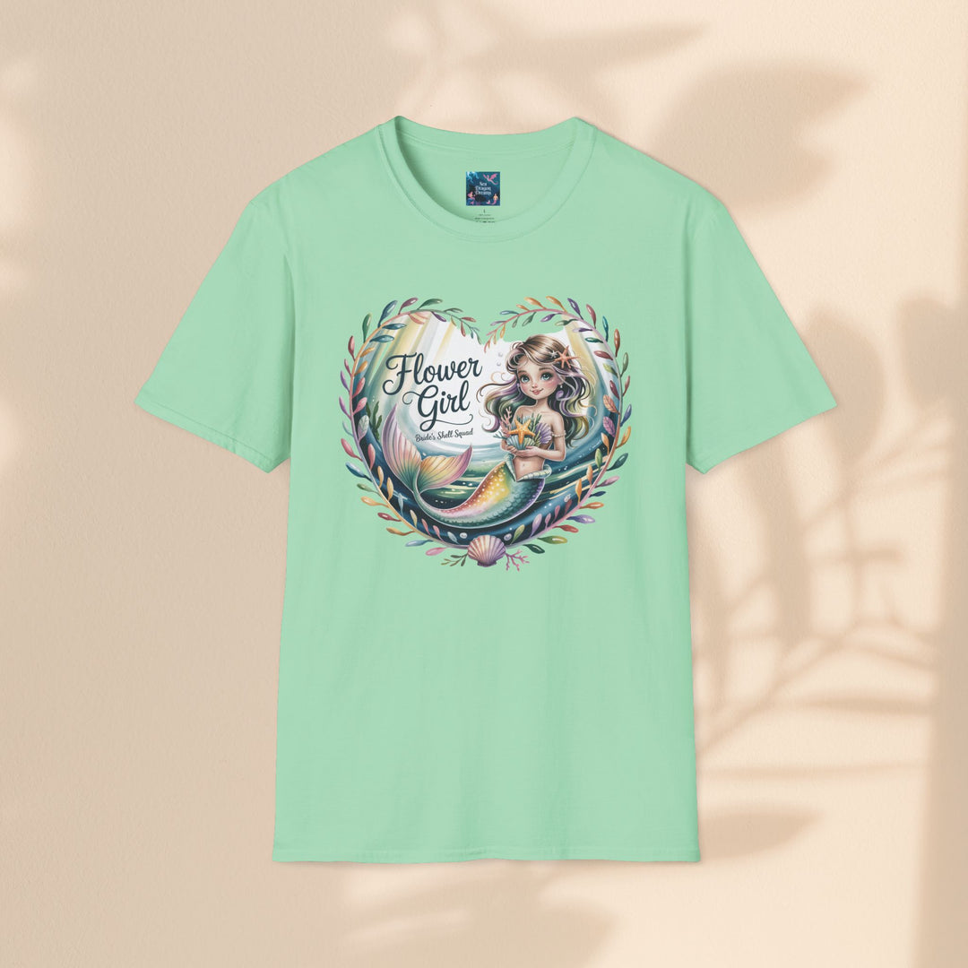 Flower Girl T-Shirt, Cute Flower Girl Apparel, Wedding Gift, Kids Birthday, Girly T-Shirt, Mermaid Design, Special Occasion