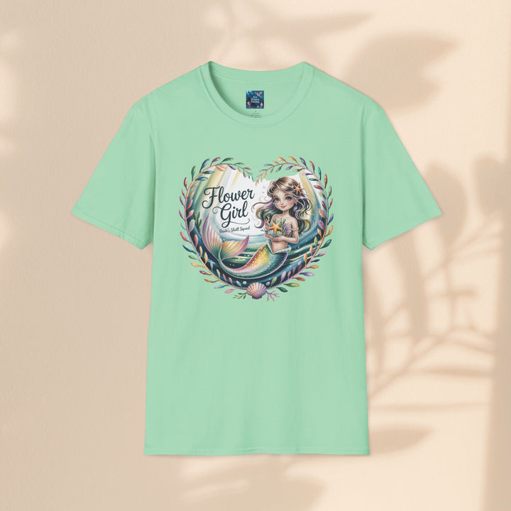 Flower Girl T-Shirt, Cute Flower Girl Apparel, Wedding Gift, Kids Birthday, Girly T-Shirt, Mermaid Design, Special Occasion