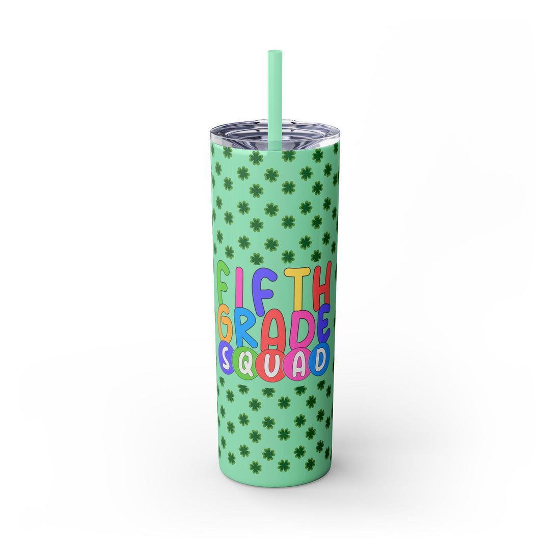 Fifth Grade Squad Colorful Skinny Tumbler with Straw, Colorful Skinny Tumbler with Straw, 20oz, Back to School Gift,