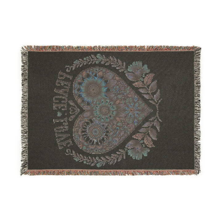 Peace, Love & Heart Woven Blanket – Cozy Throw, Meaningful Home Décor & Thoughtful Gift