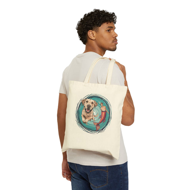 Cotton Canvas Tote Bag - Merman and His Dog