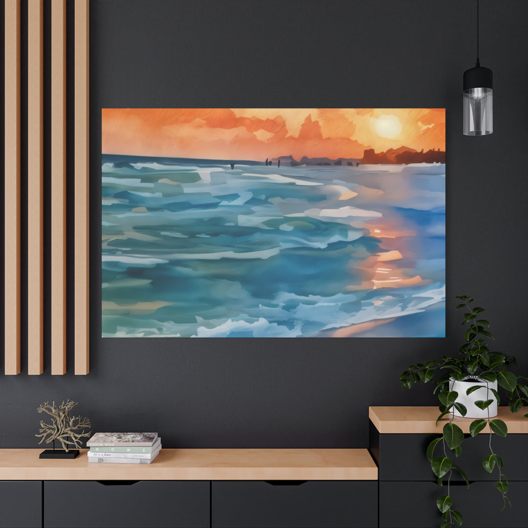 Coastal Sunset Canvas Art – Ocean and Beach Wall Décor
