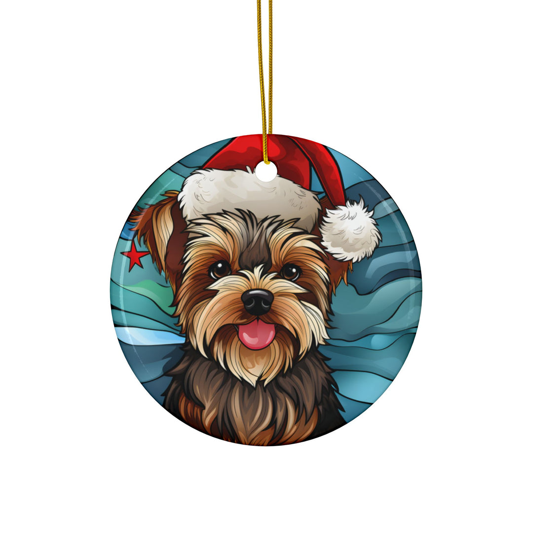 Ceramic Ornaments, 2-Side Print, (1pc, 3pcs, 5pcs, 10pcs) - Yorkie Christmas