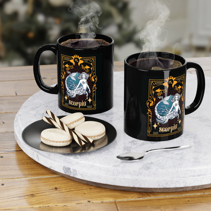 Black Coffee Mug, 11oz - Mermaid Scorpio