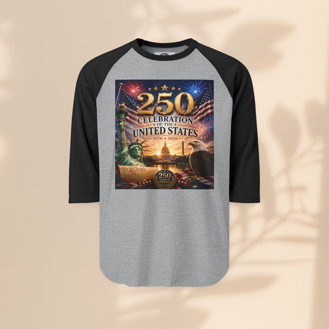 250th United States Celebration Raglan Shirt — Liberty Fireworks Anniversary Tee