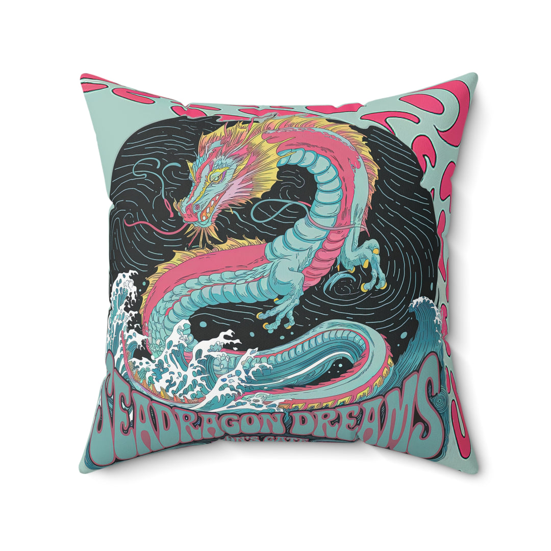 Spun Polyester Square Pillow - Sea Dragon Dreams