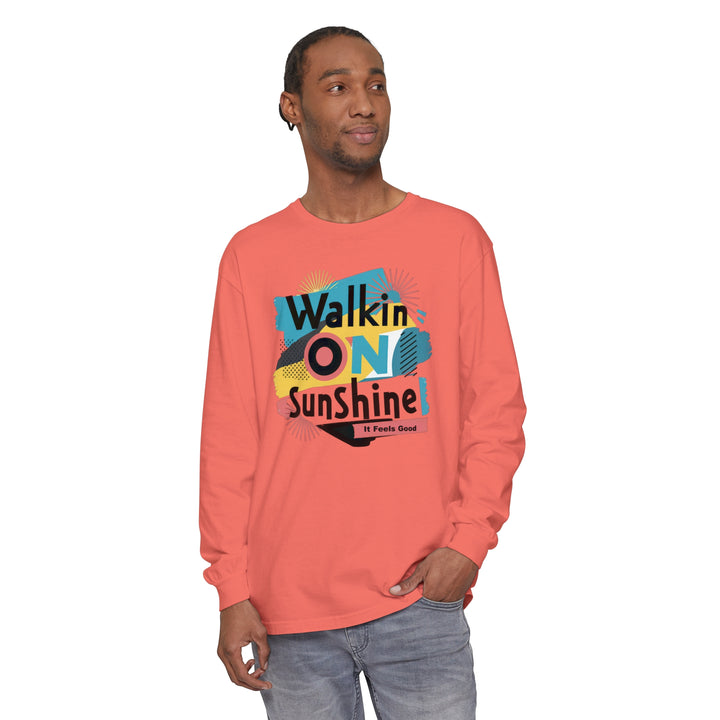 Unisex Garment-dyed Long Sleeve T-Shirt - Walking On Sunshine