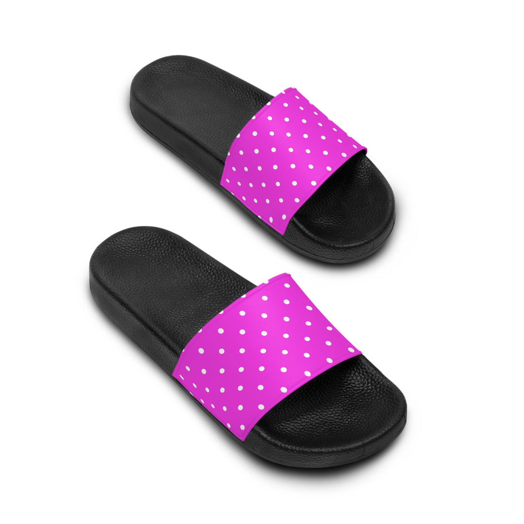 Pink Polka Dot Slide Sandals — Women's Casual Pool & Beach Slides