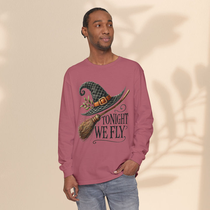 Tonight We Fly - Whimsical Witch Halloween Long Sleeve T-Shirt