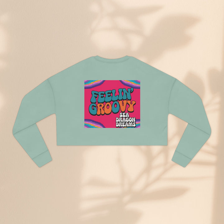 Retro 'Feelin' Groovy' Cropped Sweatshirt for Women - Perfect for Festivals and Chill Vibes