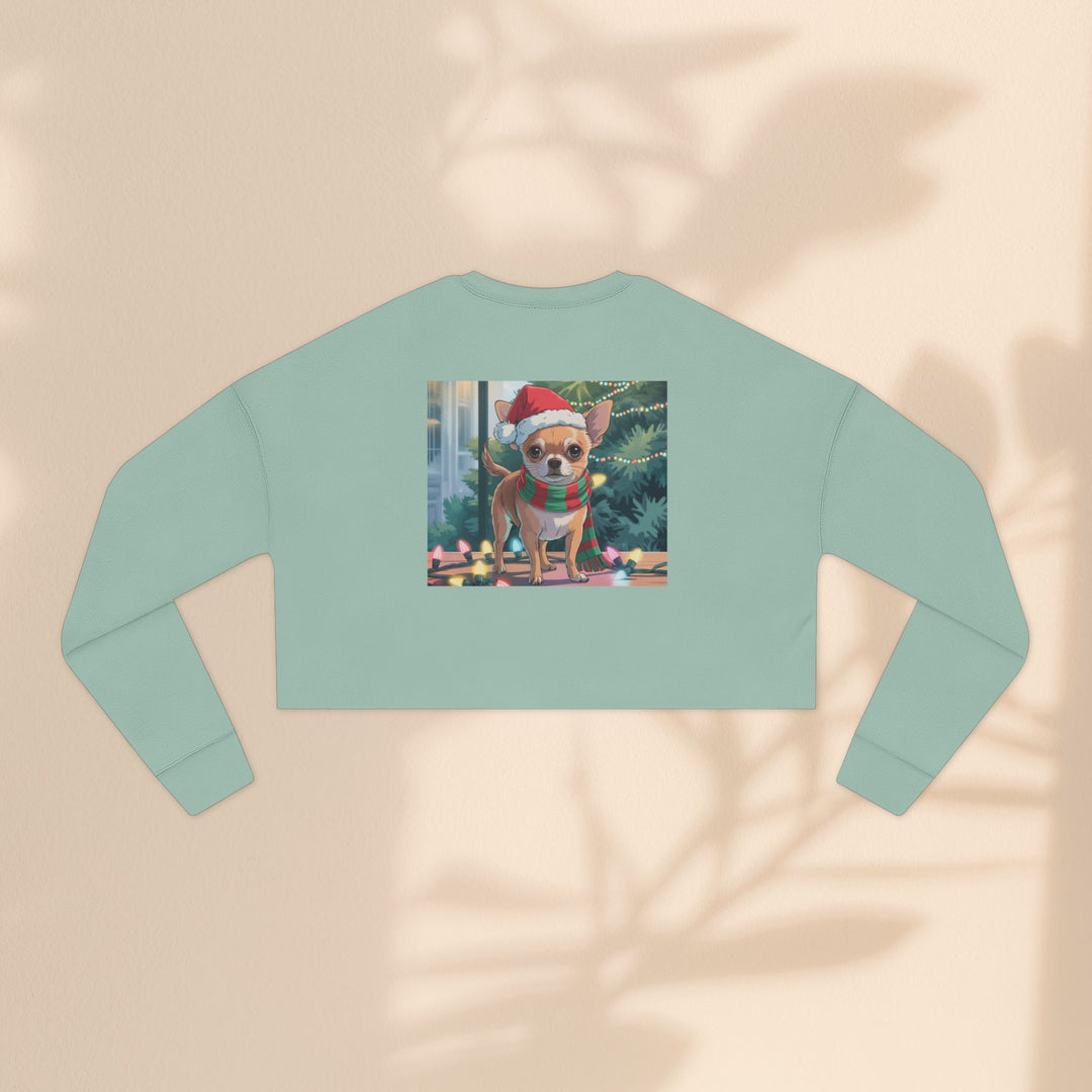 Festive Chihuahua Cropped Sweatshirt, Holiday Sweatshirt
