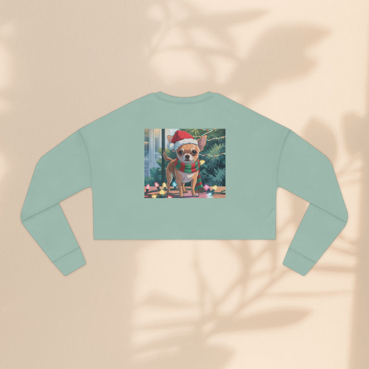 Festive Chihuahua Cropped Sweatshirt, Holiday Sweatshirt