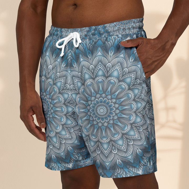 Blue Mandala Unisex Swim Shorts - Stylish Beachwear for Summer Fun