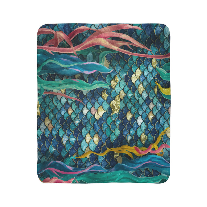 Fleece Sherpa Blanket - Mermaid Scale Party