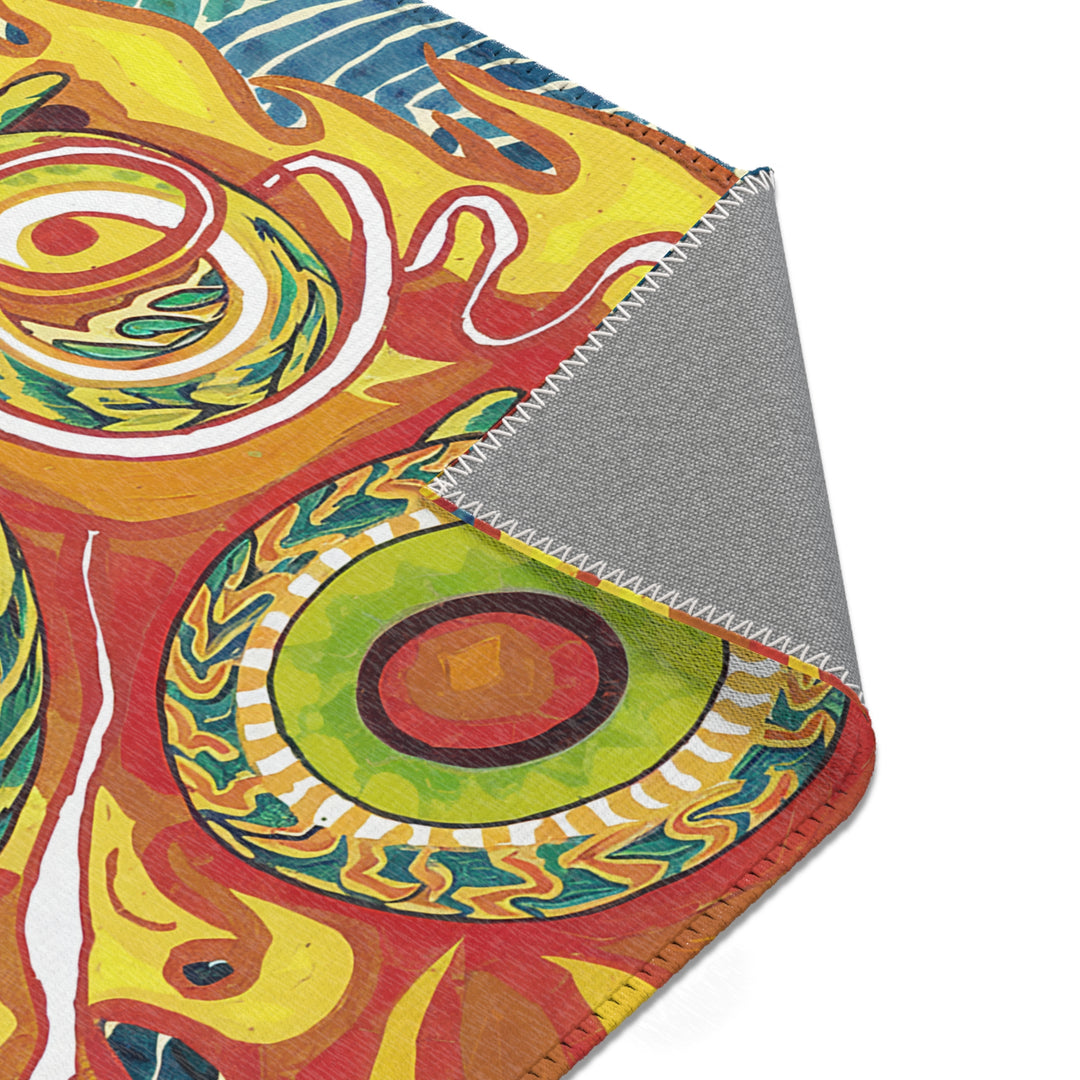 Vibrant Gold Dragon Area Rug