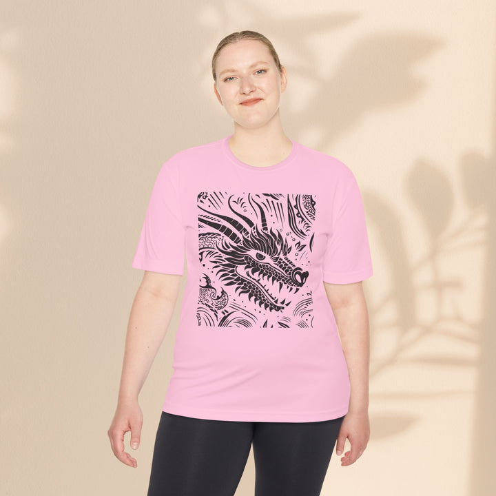 Unisex Moisture Wicking Tee - Dragon Black and White