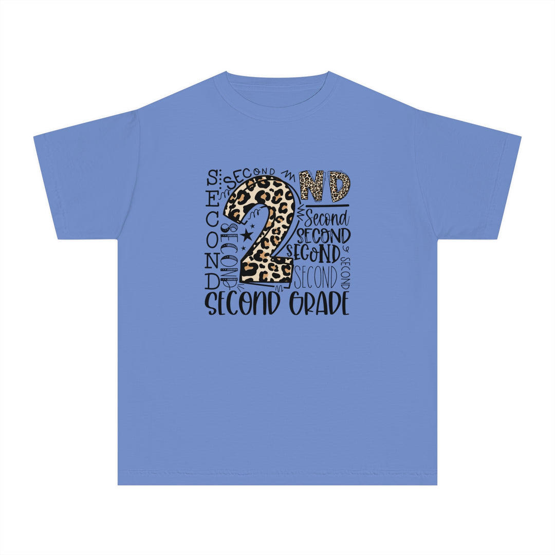 Fun Second Grade Leopard Print Youth Tee, Kids Birthday Shirt, Back to School Apparel, Birthday Gift, Animal Print T-Shirt