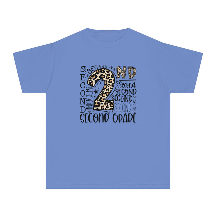 Fun Second Grade Leopard Print Youth Tee, Kids Birthday Shirt, Back to School Apparel, Birthday Gift, Animal Print T-Shirt