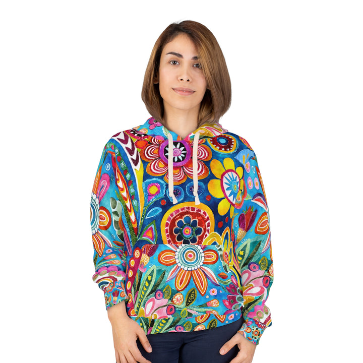 Vibrant Floral Unisex Pullover Hoodie – Colorful Bohemian Style for Every Day