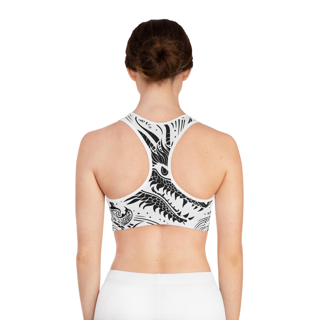 Sports Bra - Dragon Black and White