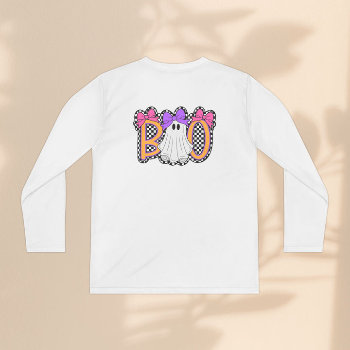 Youth Ghost Boo Tee – Kids Halloween Long Sleeve Shirt for Trick-or-Treating & Fall Parties