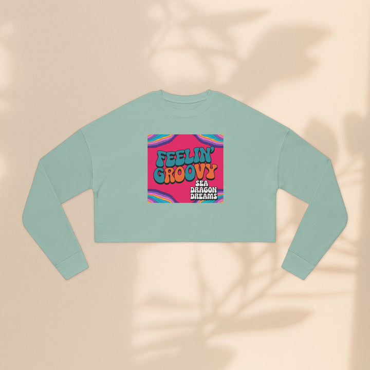 Retro 'Feelin' Groovy' Cropped Sweatshirt for Women - Perfect for Festivals and Chill Vibes