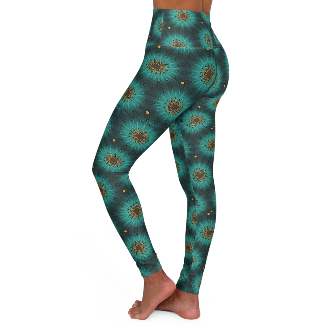 High Waisted Yoga Leggings - Forest Spirals