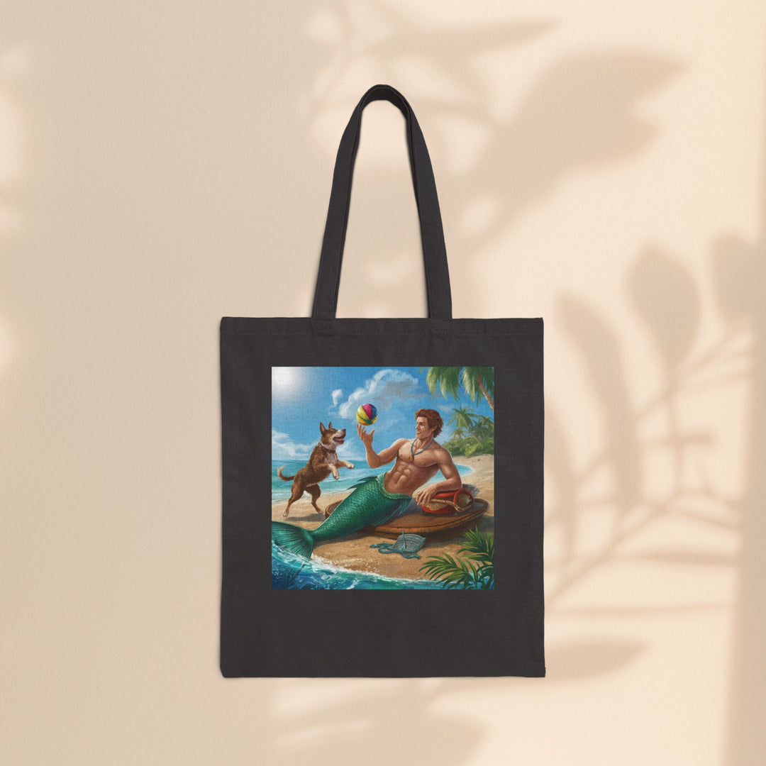 Cotton Canvas Tote Bag - Merman Tossing A Ball