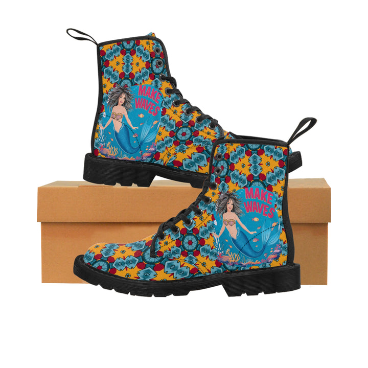 Women's Canvas Boots - Make Mermaid Waves