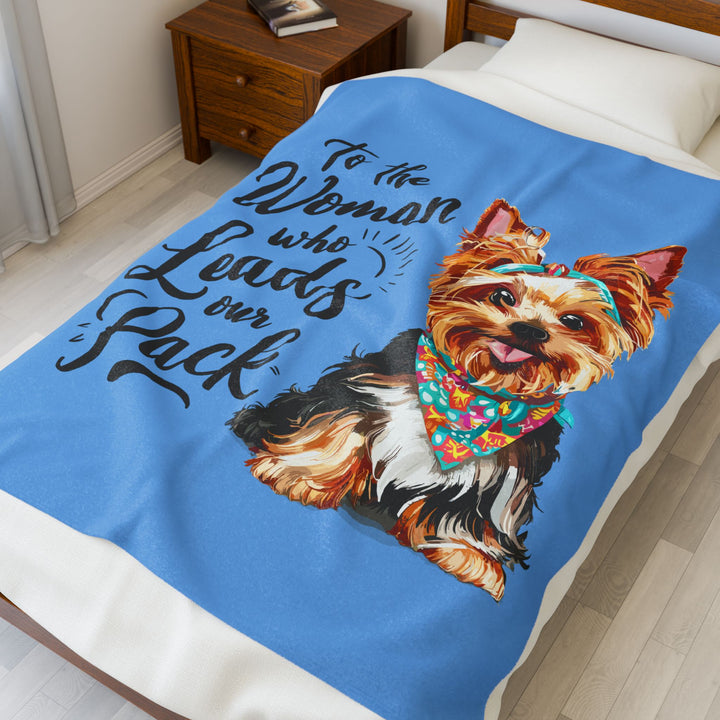 Dog Lover's Velveteen Plush Blanket - 'To the Woman Who Leads Our Pack'