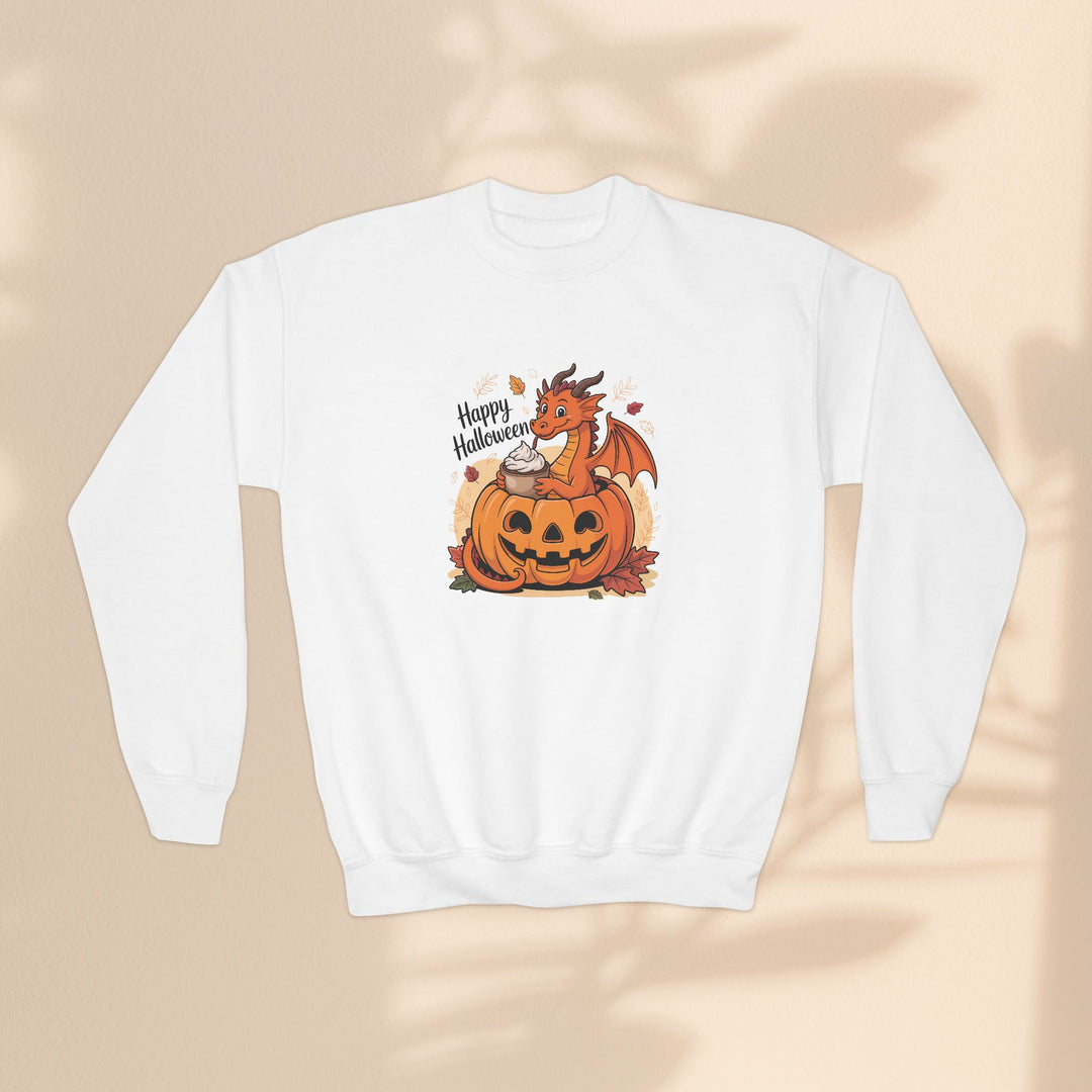 Halloween Pumpkin Dragon Youth Crewneck Sweatshirt