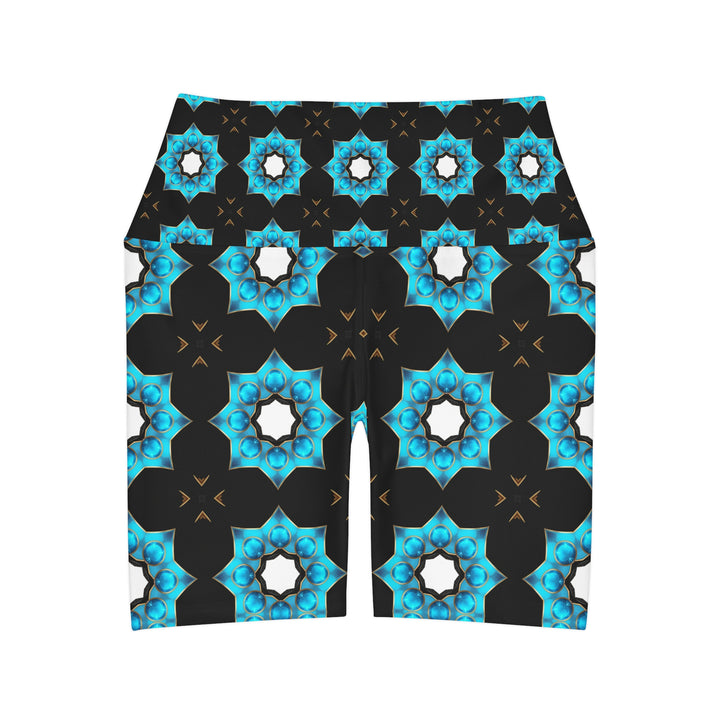 High Waisted Yoga Shorts - Message Pattern