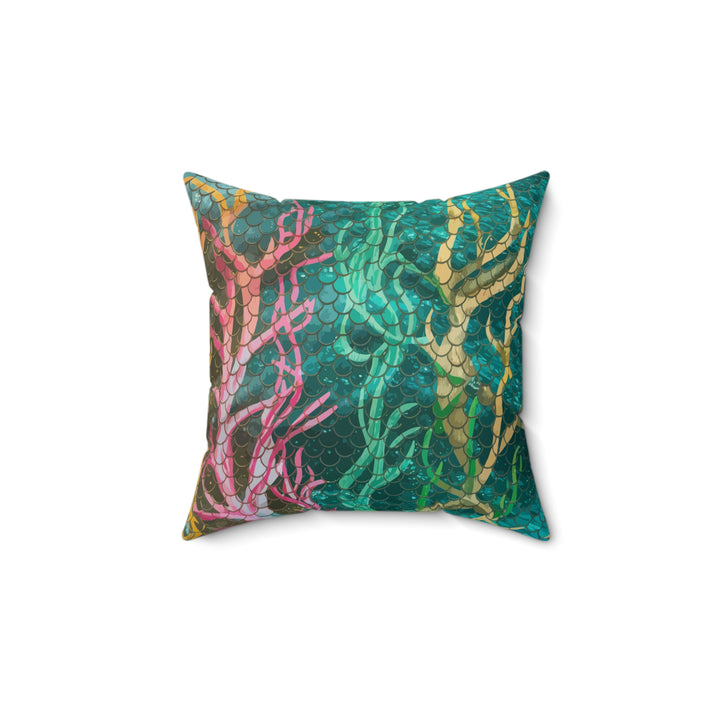 Mermaid Scale Net Faux Suede Square Pillow