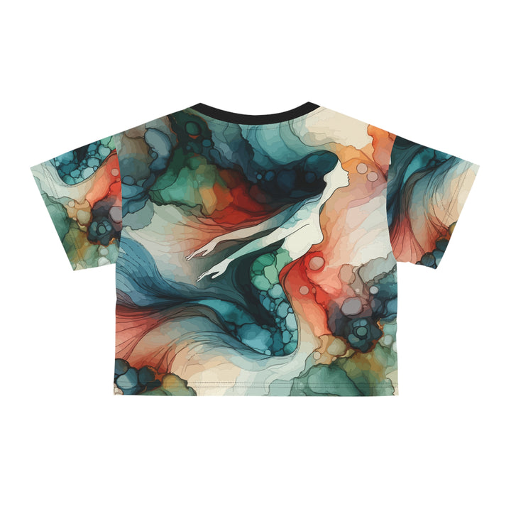 Mermaid Watercolor Crop Tee, Artistic Festival Shirt
