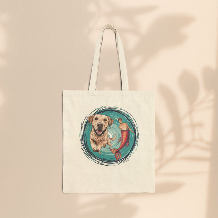 Cotton Canvas Tote Bag - Merman and His Dog