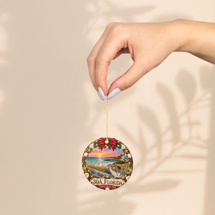 30A Florida Christmas 2026 Ceramic Ornament