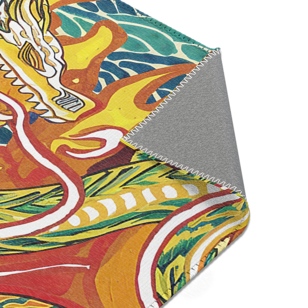 Vibrant Gold Dragon Area Rug