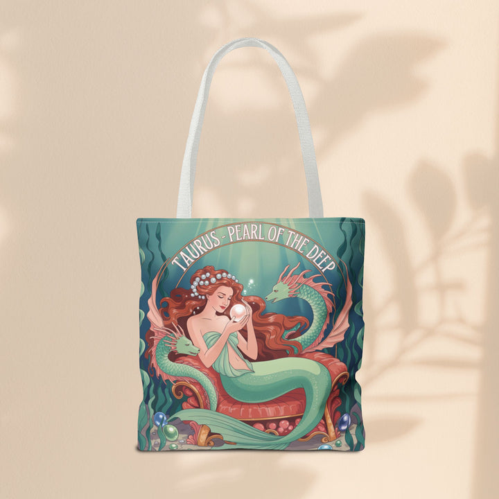 Taurus Mermaid Tote Bag, Taurus Zodiac, Ocean Lover Gift, Beach Accessory, Astrology Decor, Unique Shopping Bag